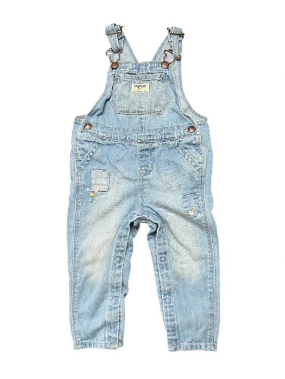 OshKosh B'gosh Light Wash Denim Kids Overalls with Tiny Embroidery